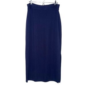 Exclusively Misook Knit Maxi Skirt - Navy L